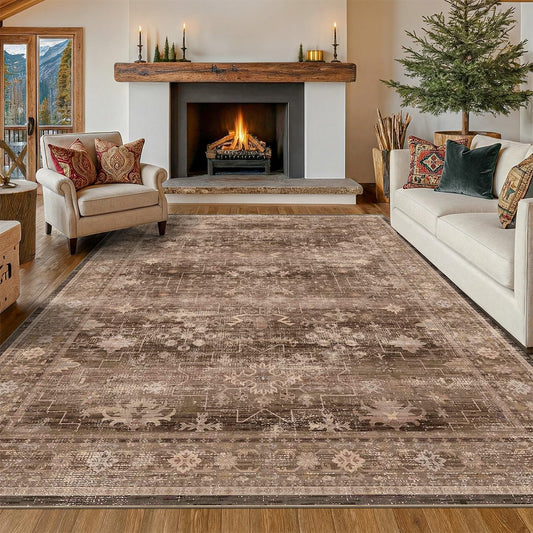 Hazo Haus - Alfombra Boho Marrón Taupe para Sala de estar de 2,44 x...