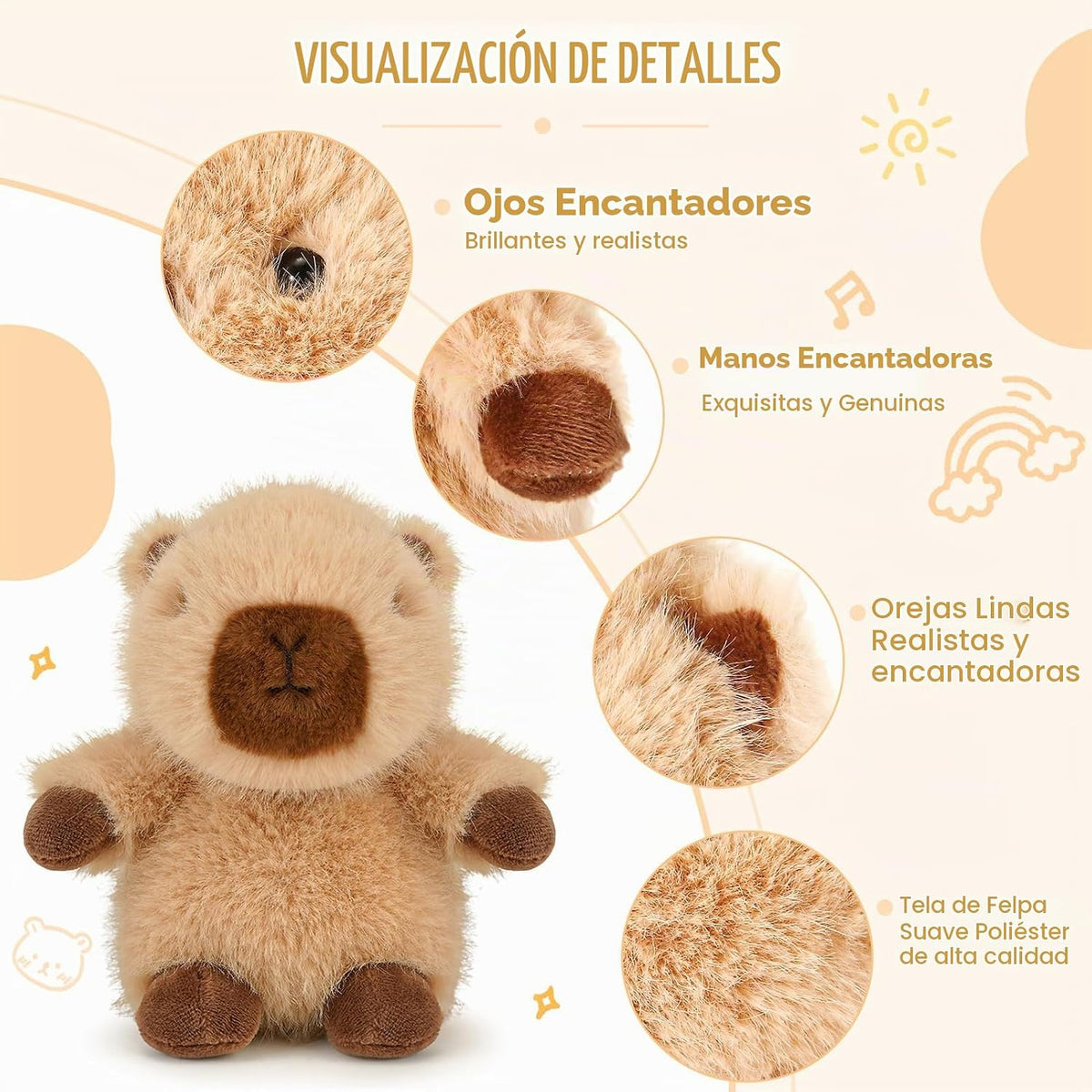 ABEARCAR Capybara de peluche suave lindos animales de peluche de 15...