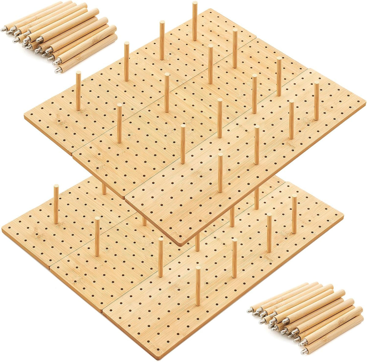 Kigley 6 organizadores de cajones de madera con 48 clavijas, sistem...