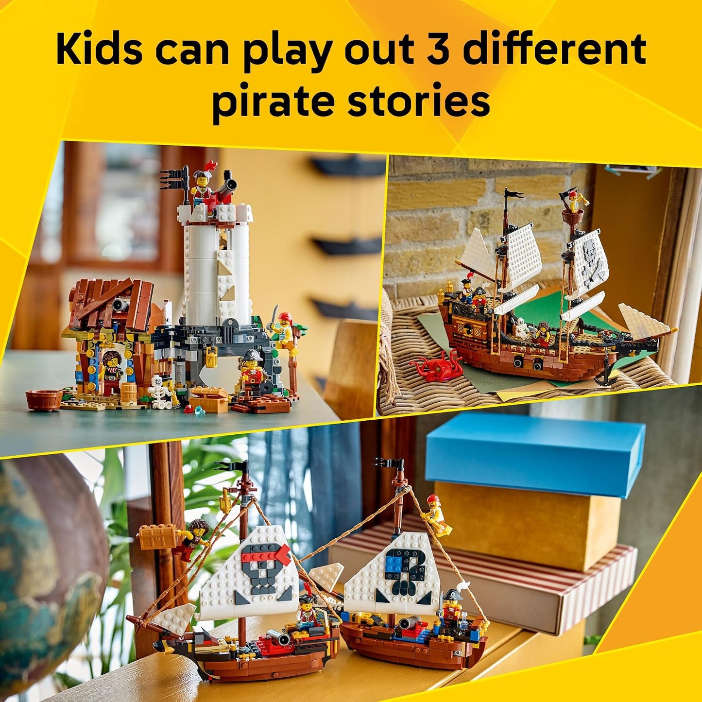 LEGO Creator 31387 - Juguete icónico de barco pirata 3 en 1, juego...