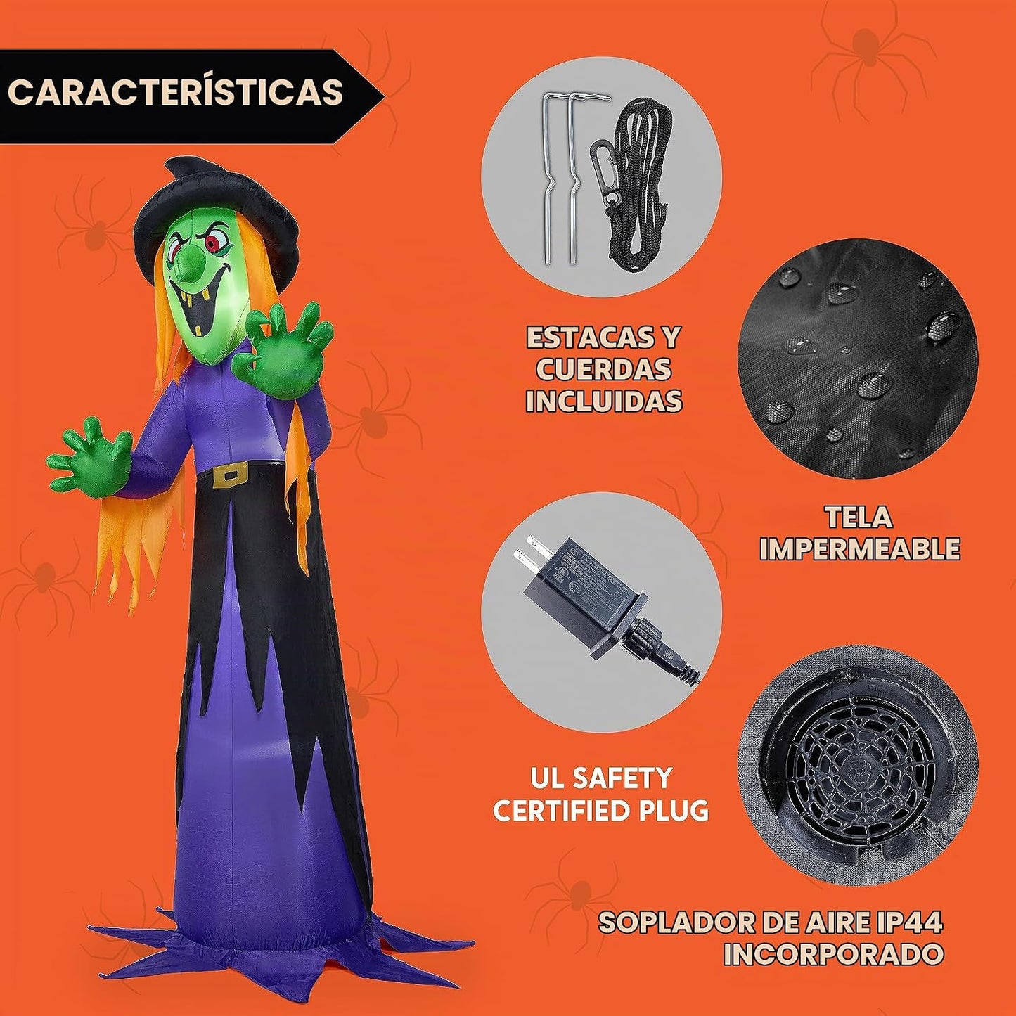 Joiedomi Decoración inflable de Halloween de 12 pies de alto, con l...