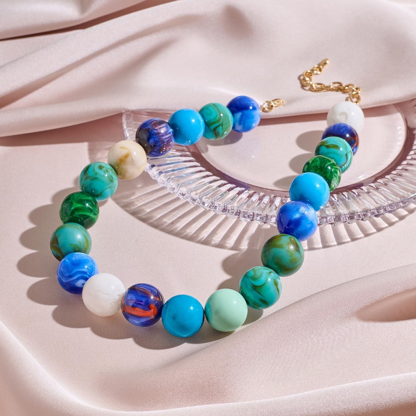 LILIE&amp;WHITE Collares coloridos de cuentas gruesas para mujer, c...