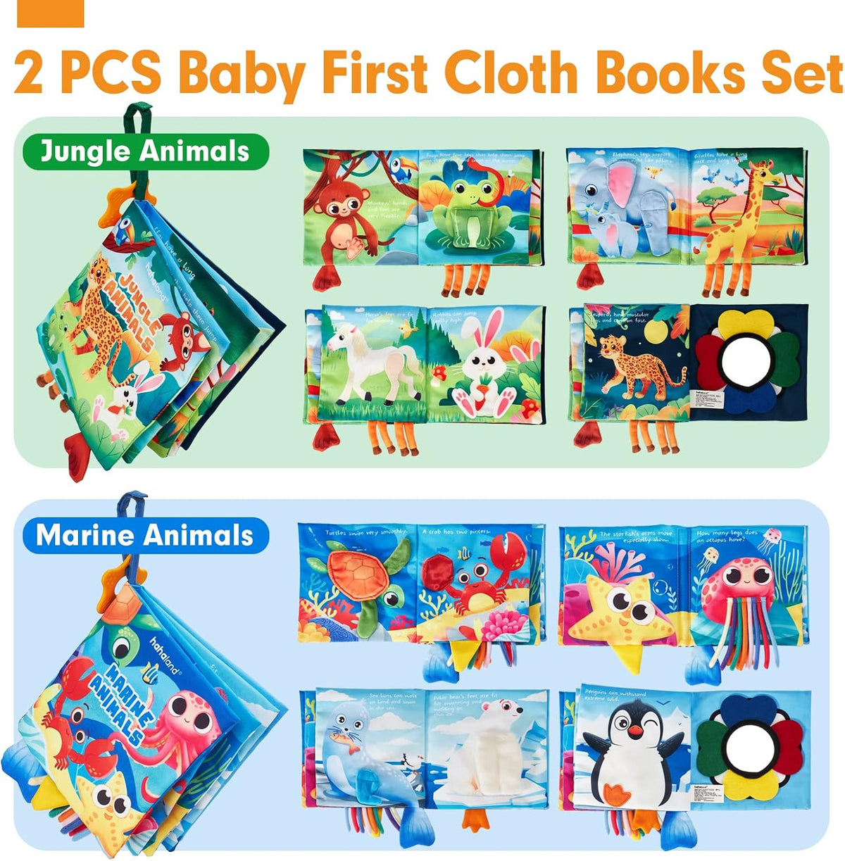 Juego de 4 libros de tela para bebés, juguetes suaves para bebés de...