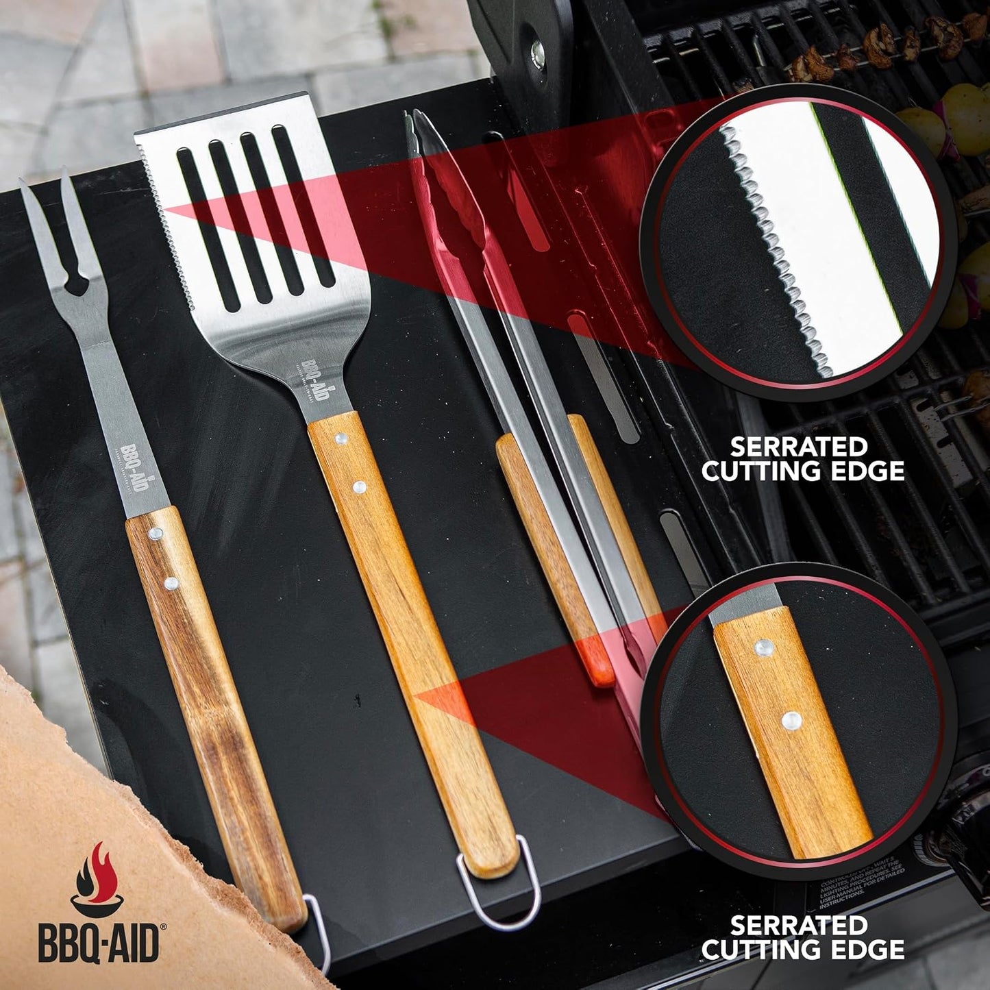Juego de 3 accesorios para barbacoa \u2013 Pinzas para barbacoa \u2...