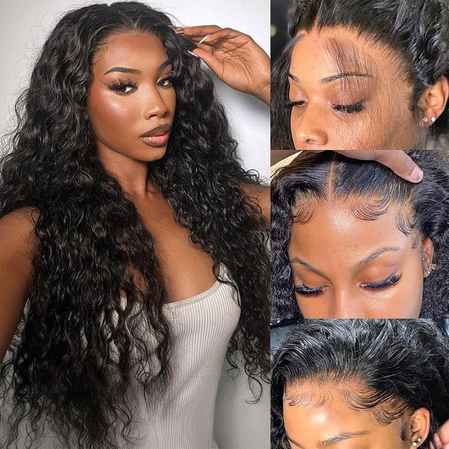 KVFCT Pelucas de cabello humano con encaje frontal HD de 13 x 6 pul...