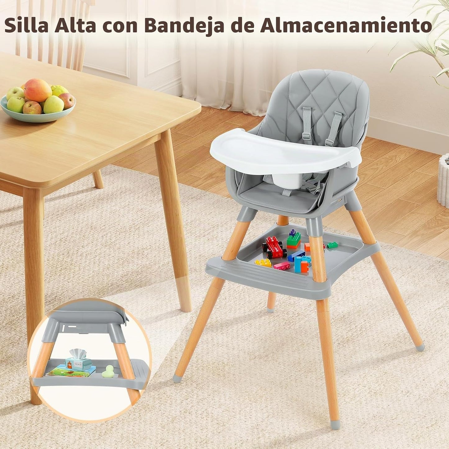 Ezebaby Sillas altas 6 en 1 para bebés y niños pequeños, silla alta...
