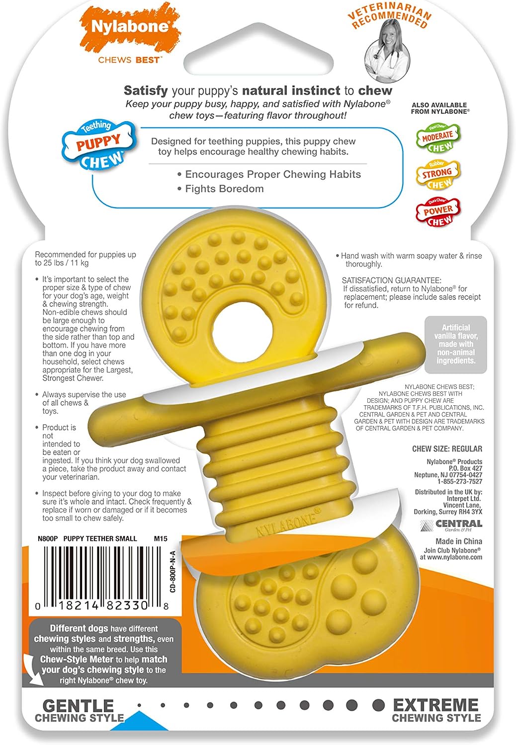 Nylabone Mordedor de goma para cachorros, juguetes masticables para...