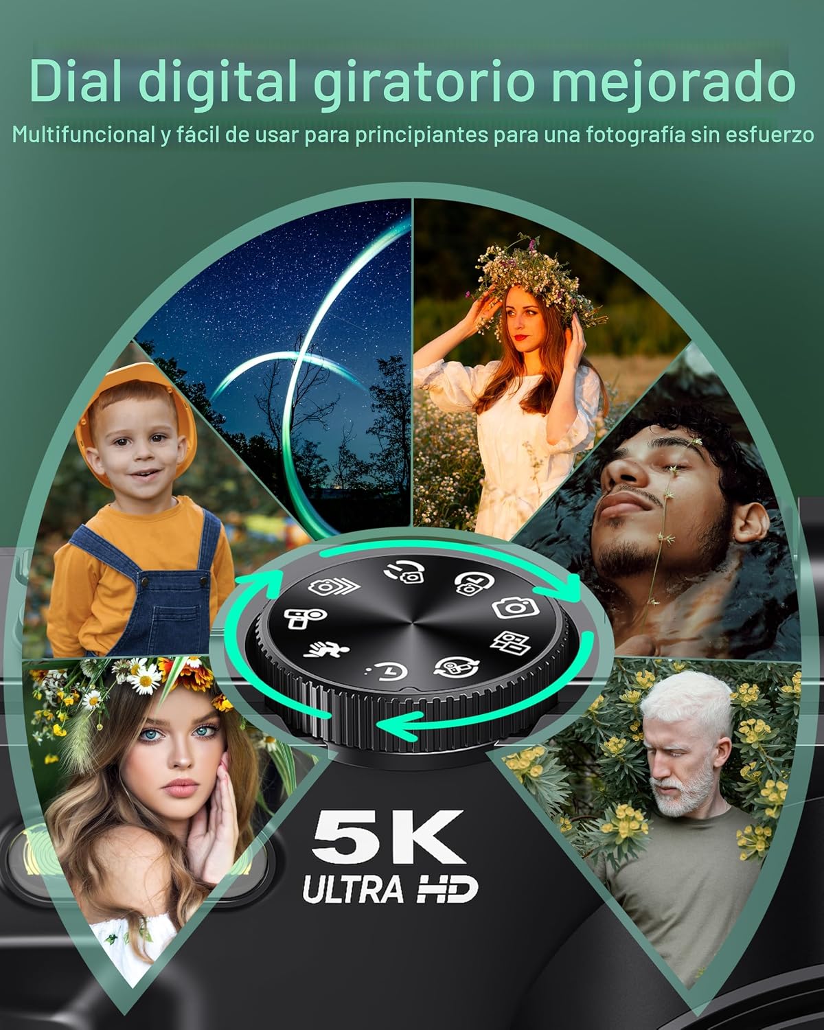 Cámara digital Cámaras WiFi 5K para fotografía 75MP UHD Autofocus V...