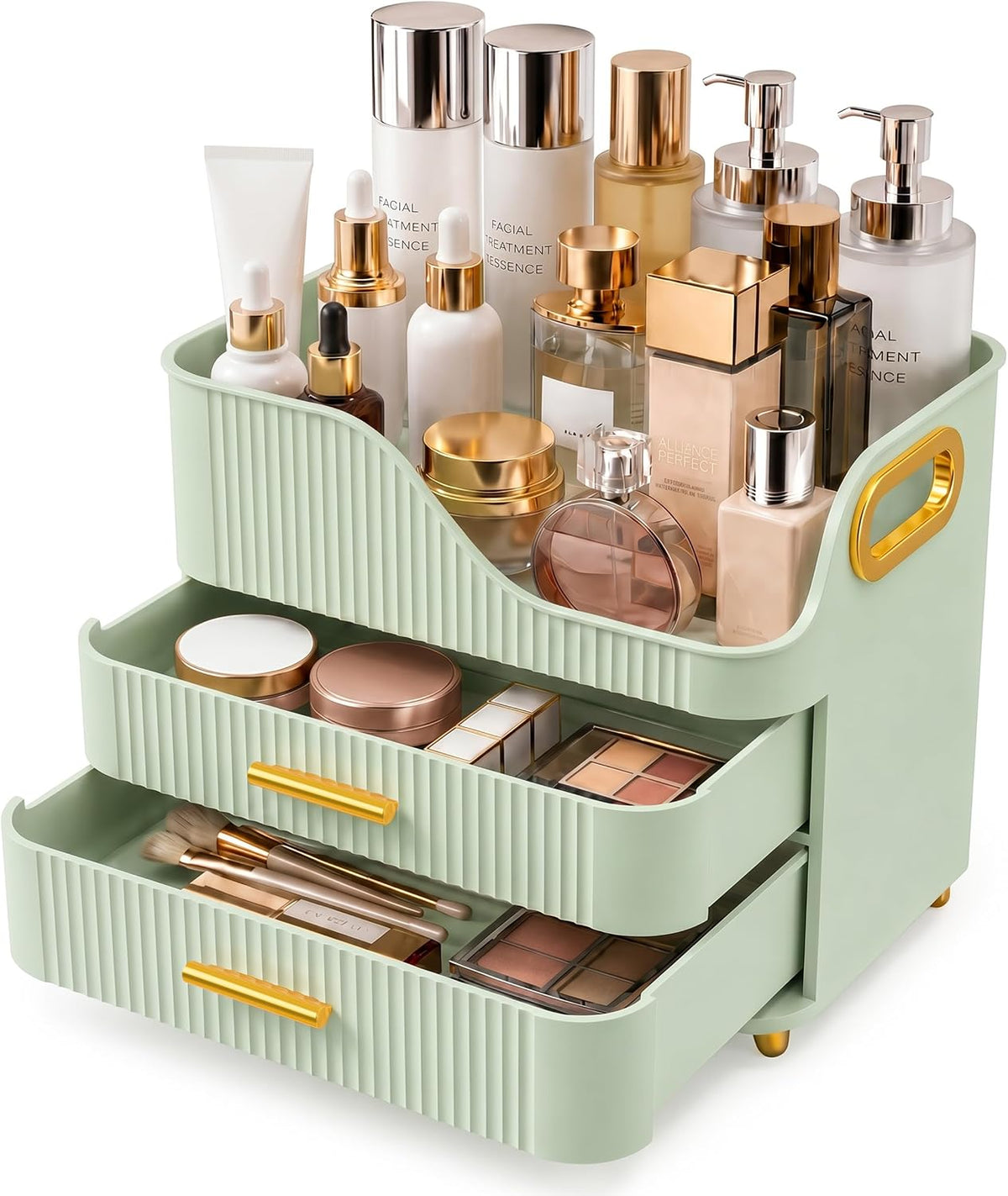 Booklov Organizador de maquillaje para encimera con cajones, caja d...