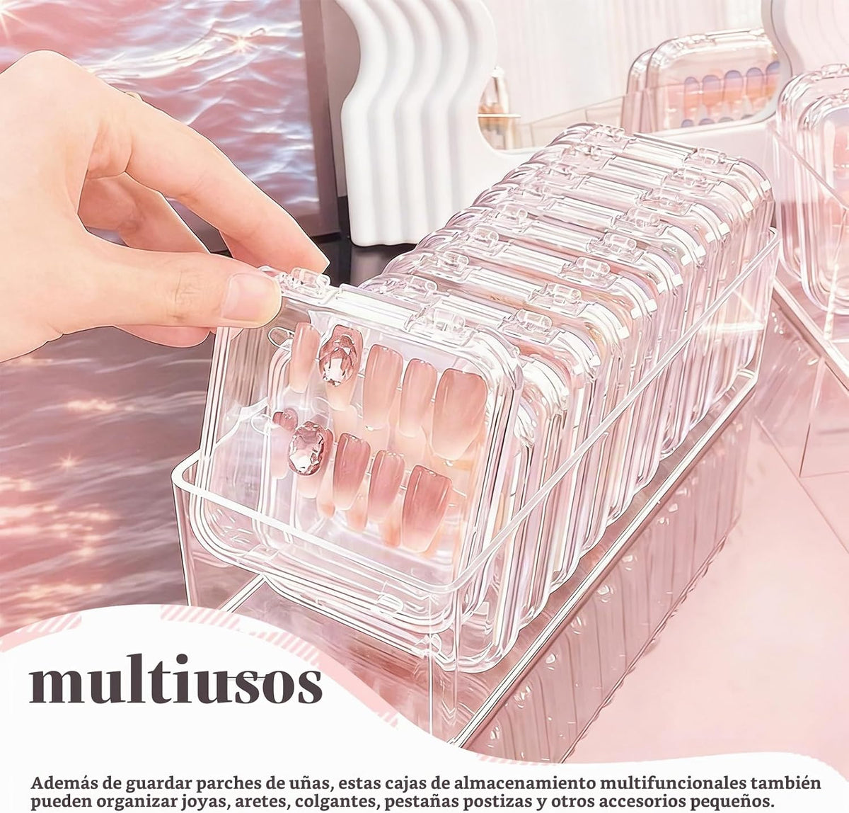 YOSMAKIY 30 cajas de embalaje de uñas a presión, juego de cajas de...