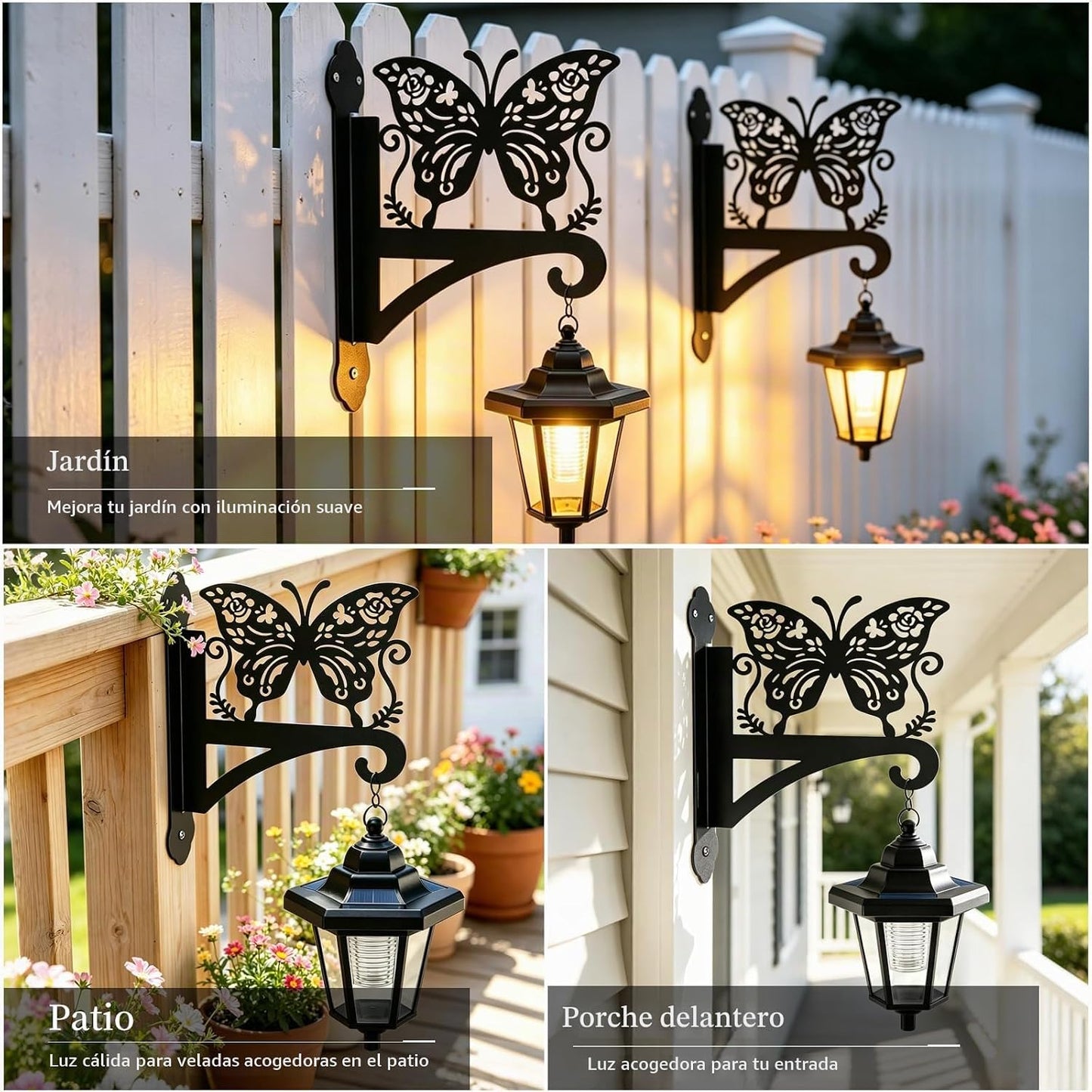 VOOKRY Faroles solares de pared para exteriores, impermeables, paqu...