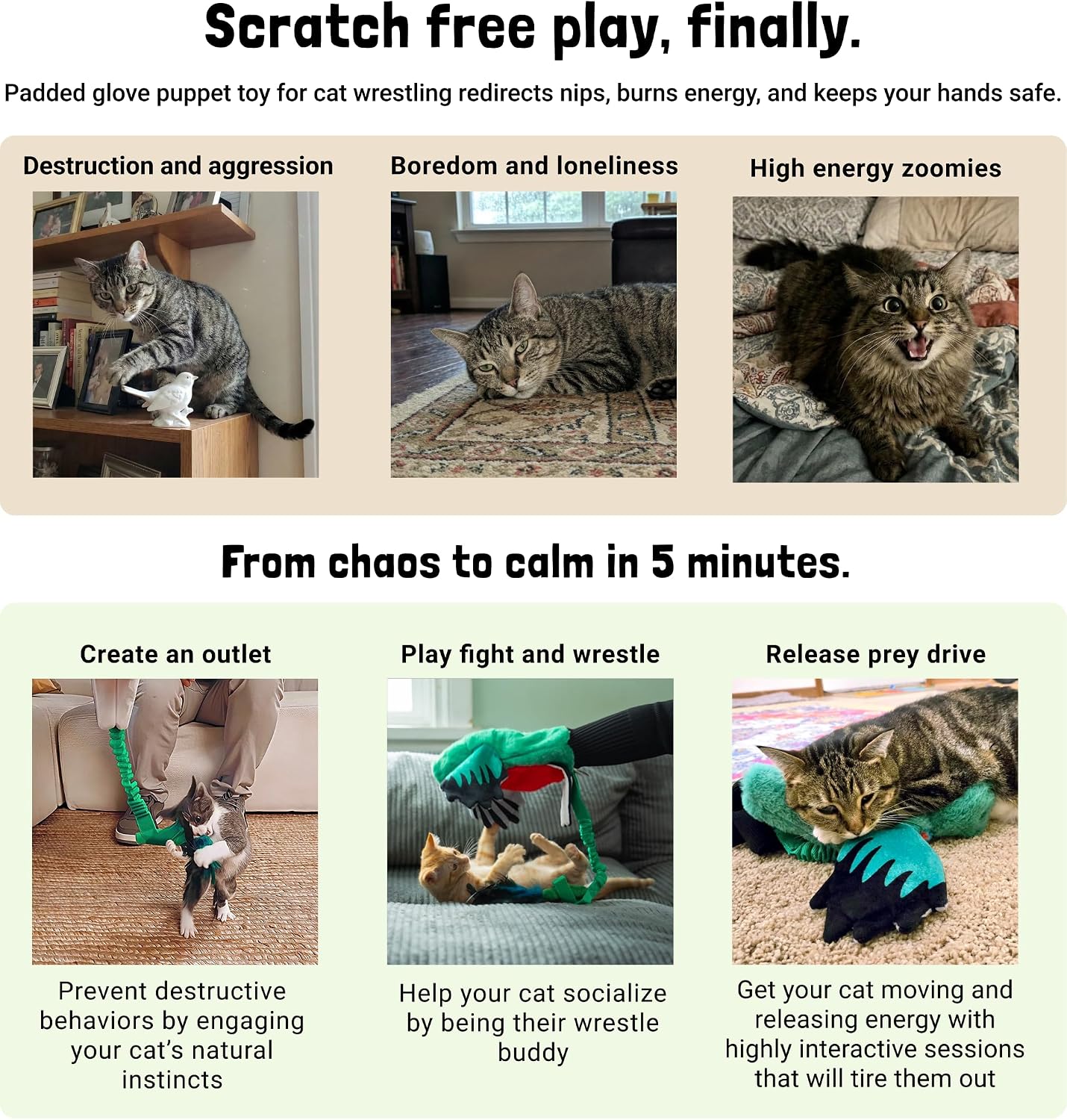 Milunova Pupr Pals - Guante de lucha para gatos con infusión de hie...