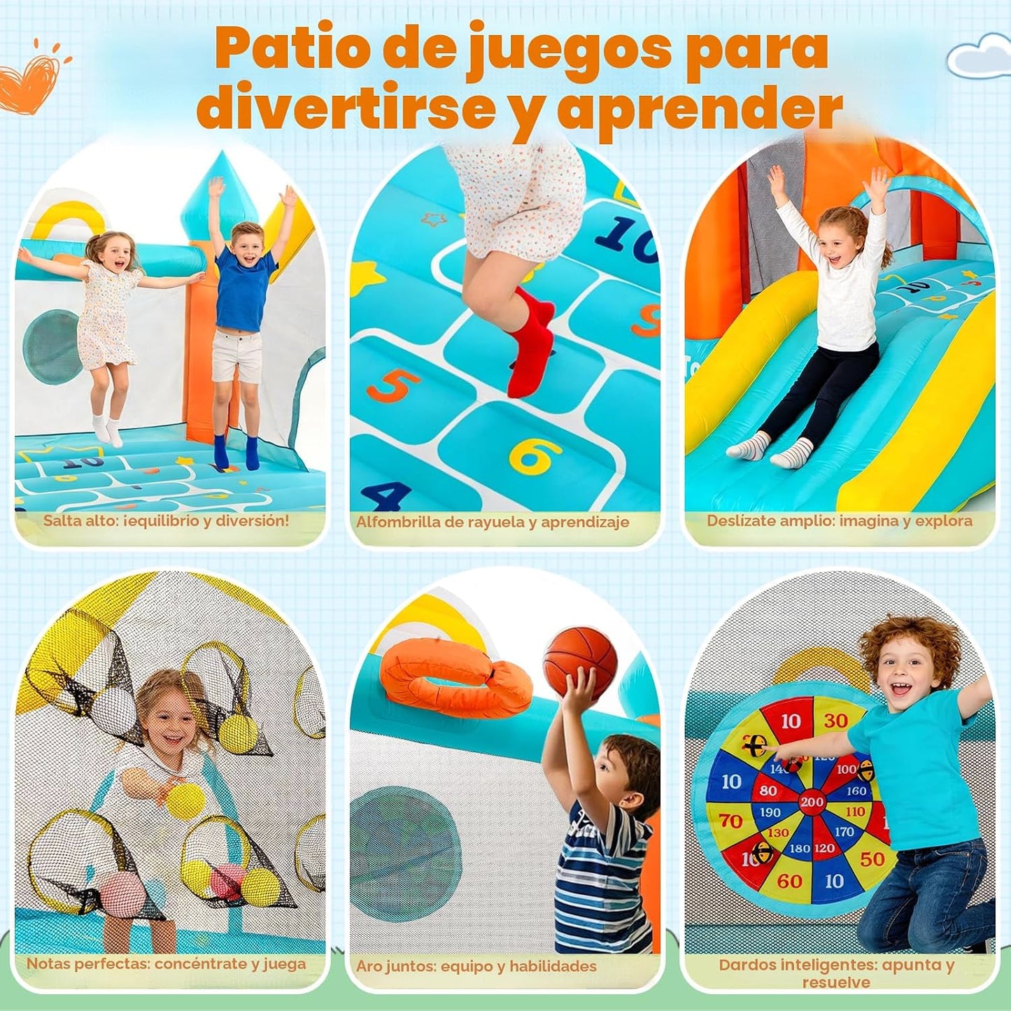 Casa de rebote para niños grandes de 3 a 10, castillo inflable gran...