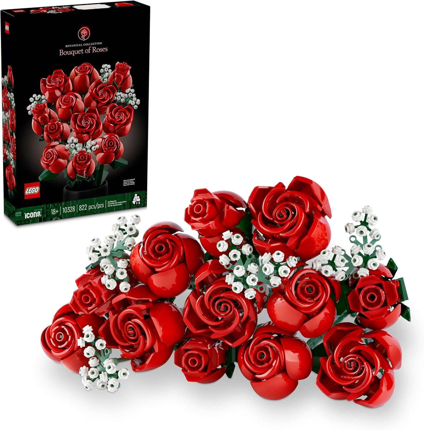 LEGO Botanicals - Ramo de rosas artificiales, juego de construcción...