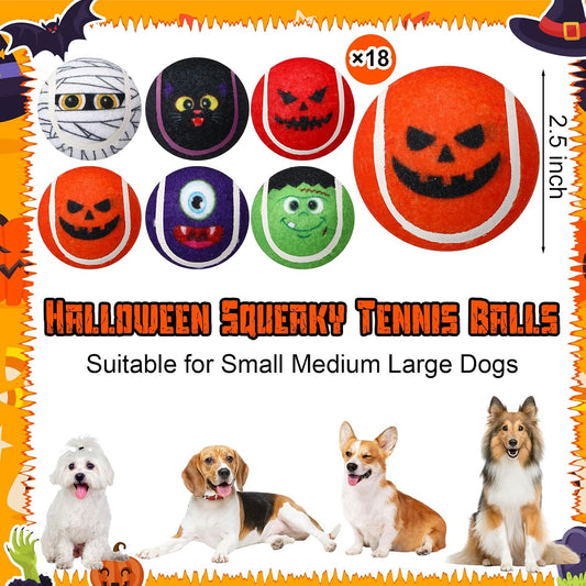 Civaner 18 juguetes de Halloween para perros a granel, pelotas de t...