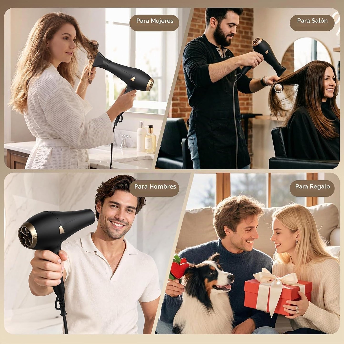CONFU Secador de pelo profesional iónico - Secador de pelo con difu...