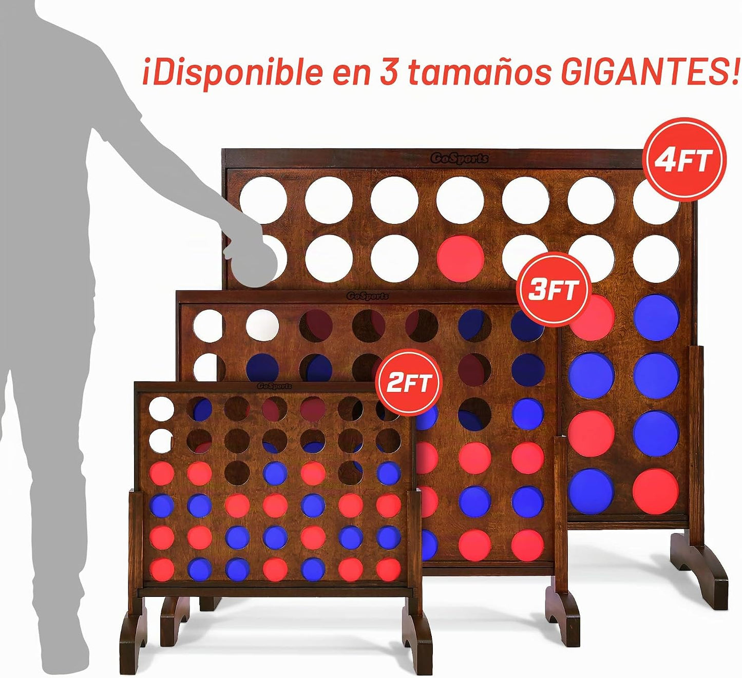 GoSports Juego de 4 en fila gigante de 2 pies de ancho con tinte de...