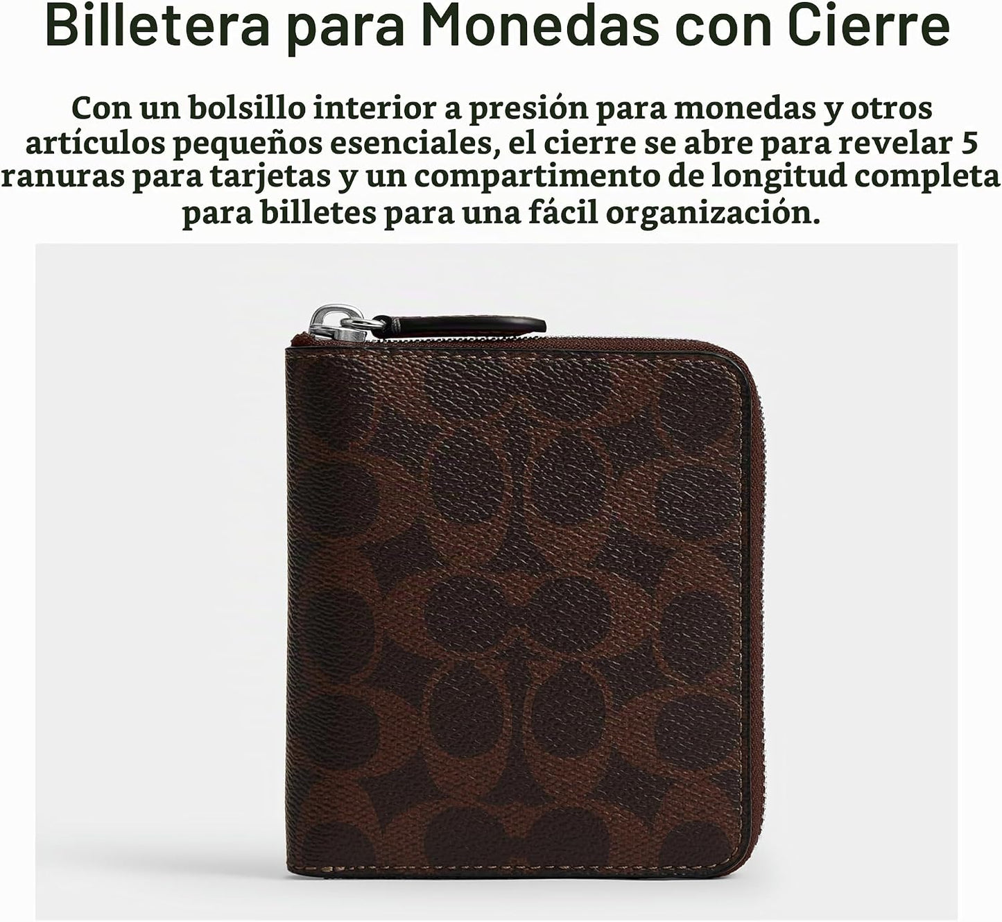 Coach Monedero con cremallera alrededor para hombre