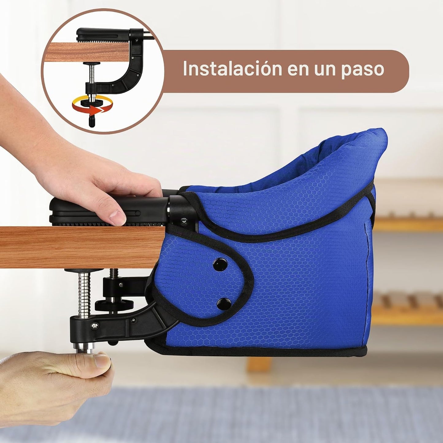 Toogel Silla alta de gancho con bandeja, asiento plegable con clip...
