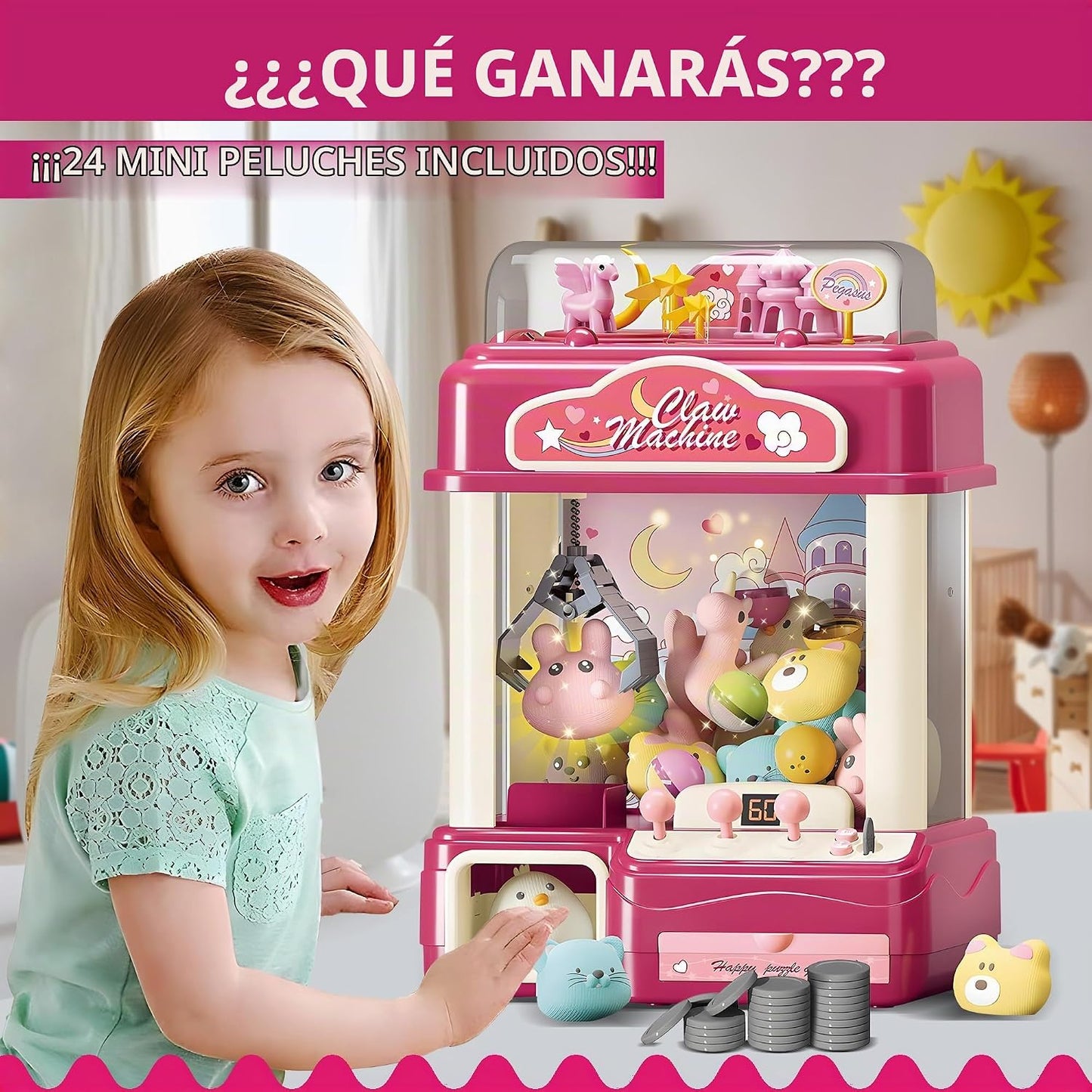 ROHSCE Máquina interactiva de arcada de juguete con premios, máquin...