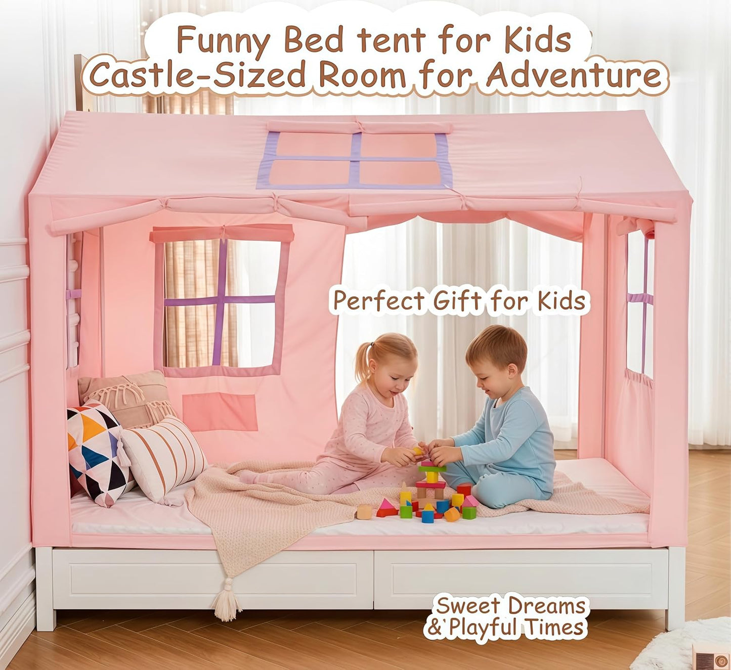 WANFASO Tienda de campaña para cama individual interior con dosel p...
