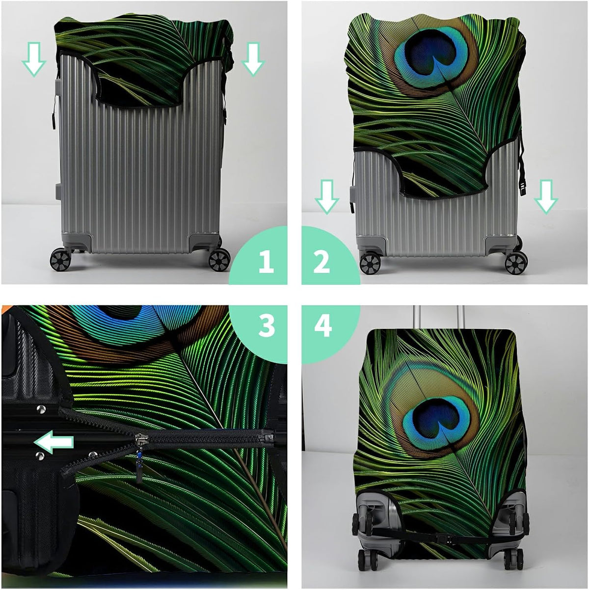 BWEGRHE Funda protectora de maleta + etiqueta de equipaje, funda de...