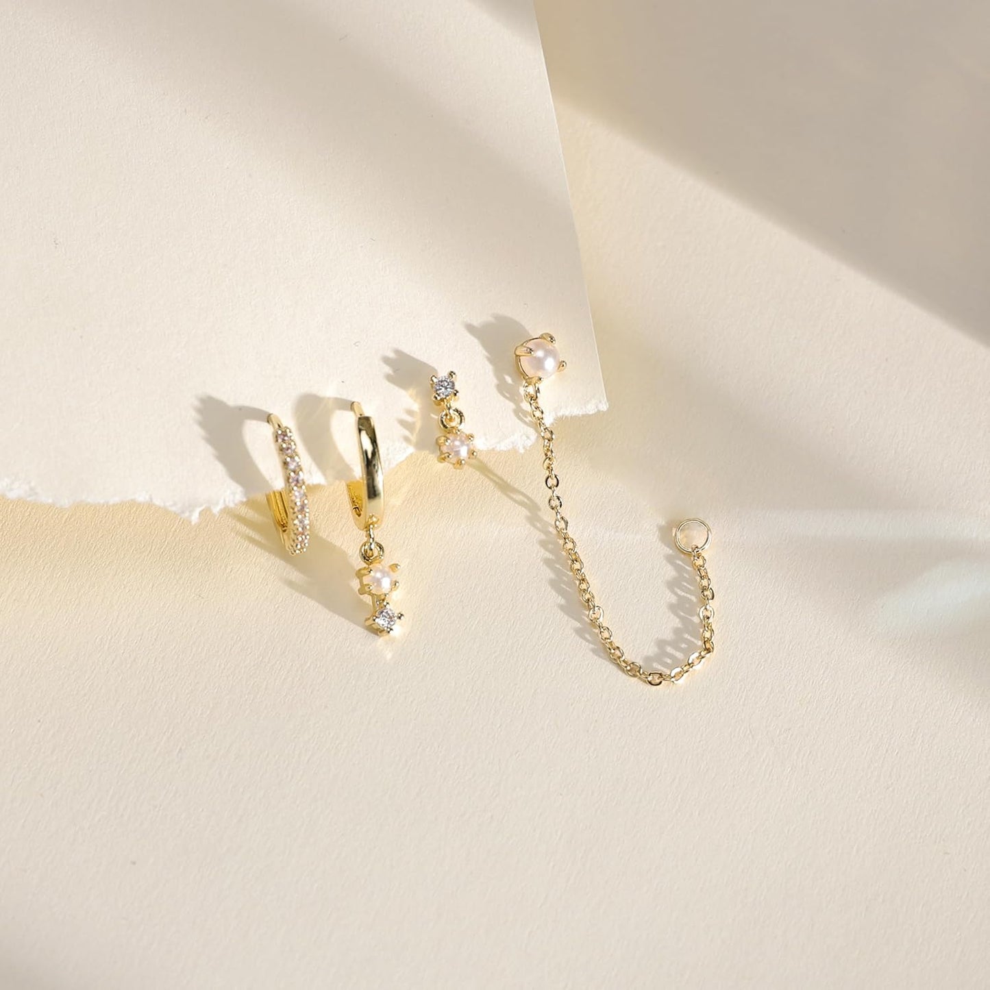 SELSHE Aretes chapados en oro para mujer, chapados en oro de 14 qui...
