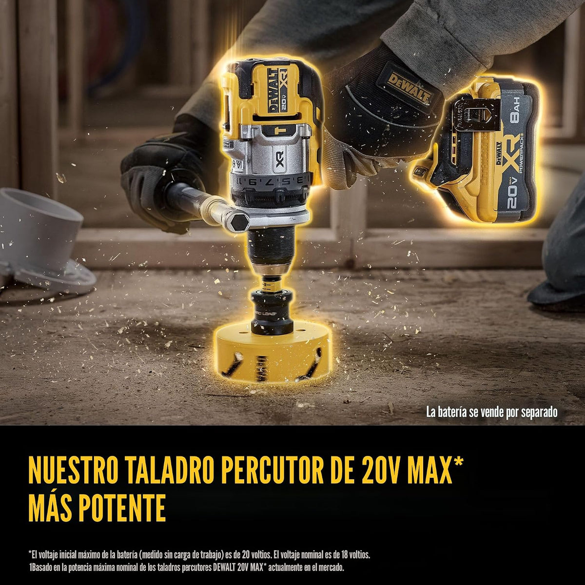 DEWALT Taladro de martillo inalámbrico de 1\/2 pulgada MAX XR de 20...