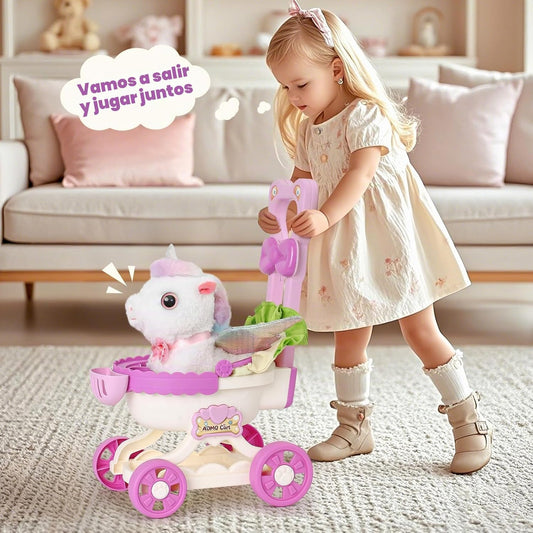 TUZT Juego interactivo de cochecito de unicornio para niña con unic...