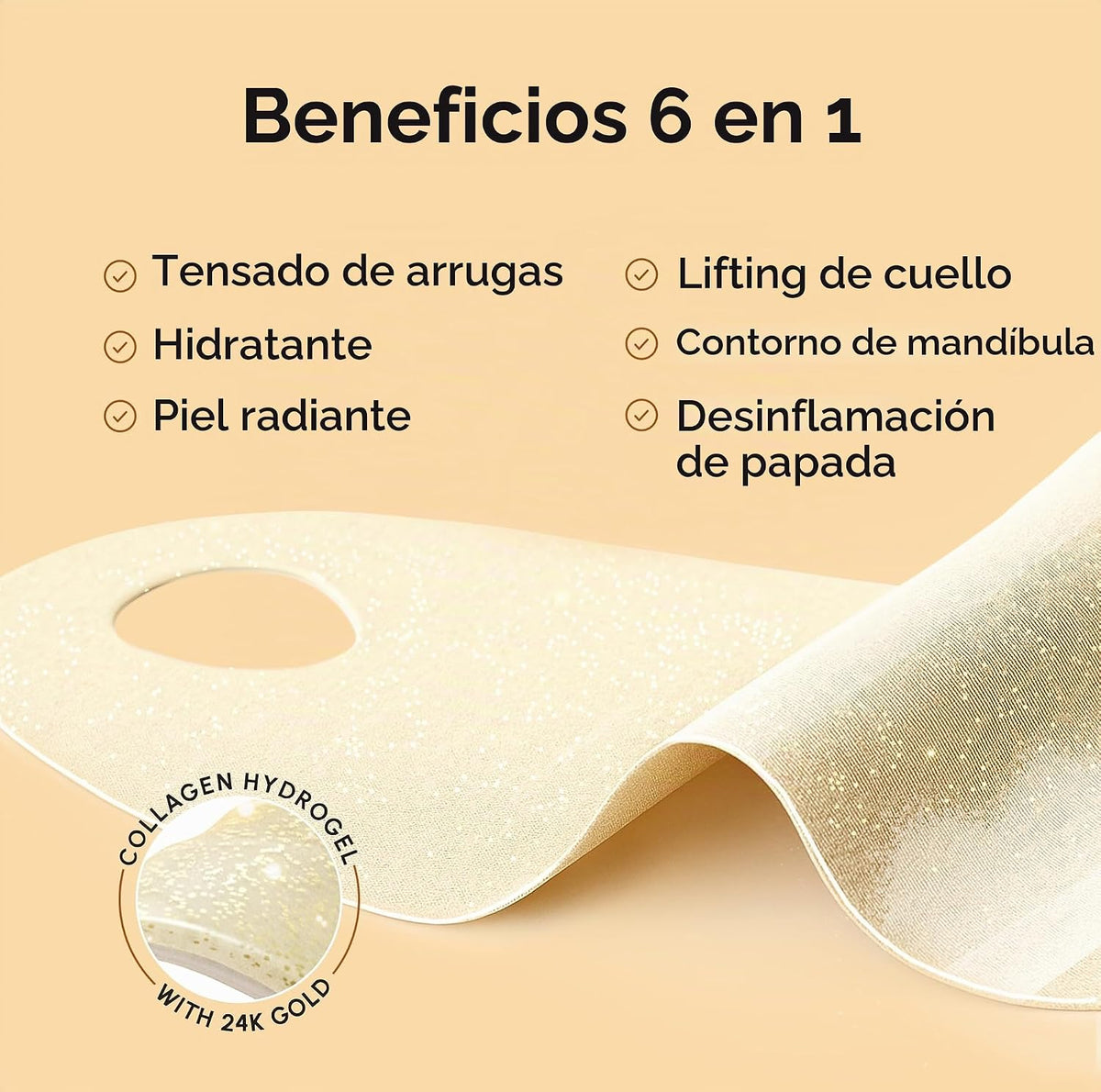 MAREE Máscara de elevación de línea V con oro de 24 quilates, másca...