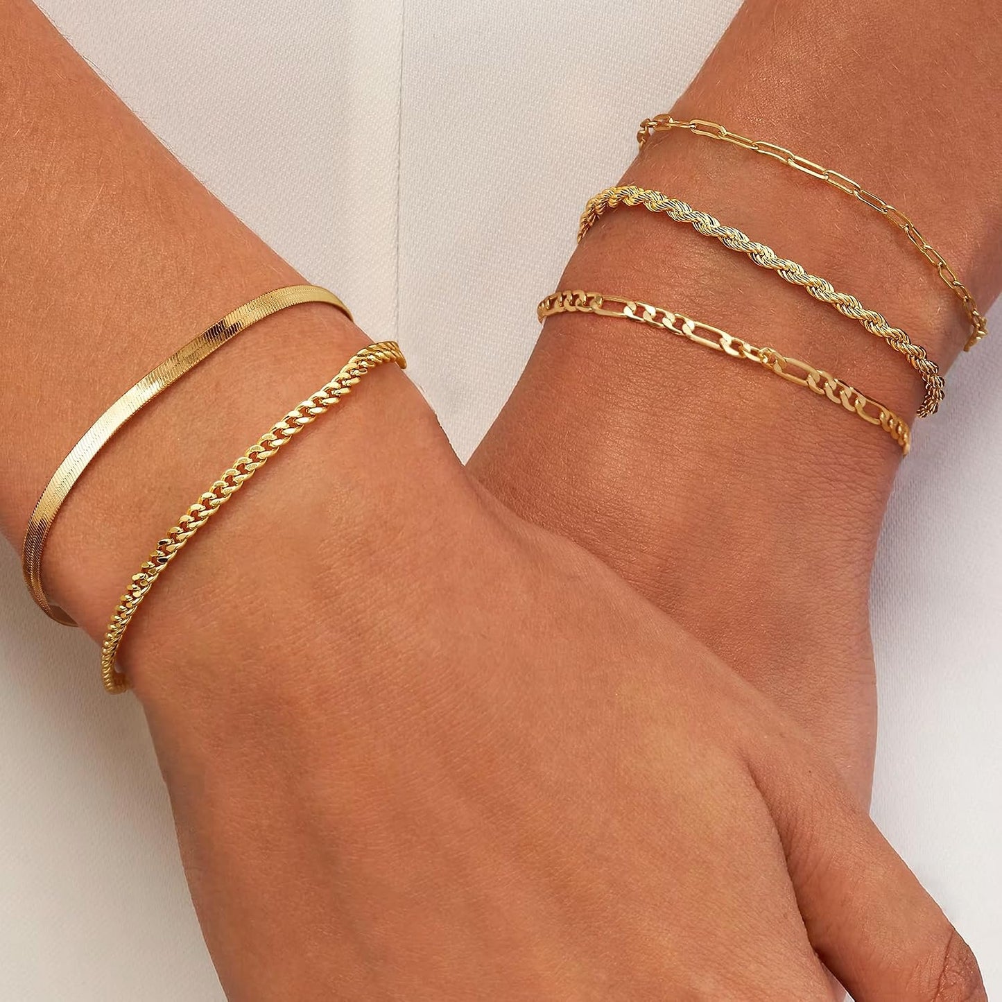 Krfy 5\/6 piezas pulseras chapadas en oro para mujeres modernas, ju...