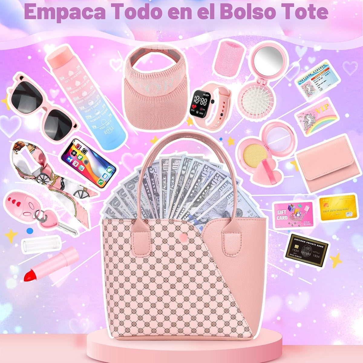 Bolsa de juego para niñas pequeñas, 34 piezas de bolsa deportiva pa...