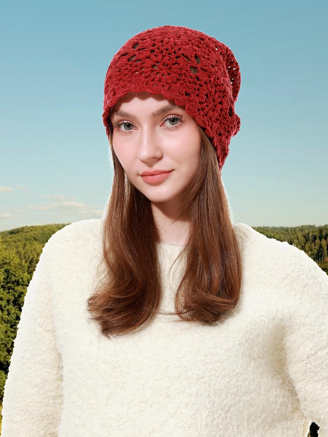 sy soul young Gorro de algodón de ganchillo para mujer, suave y hol...