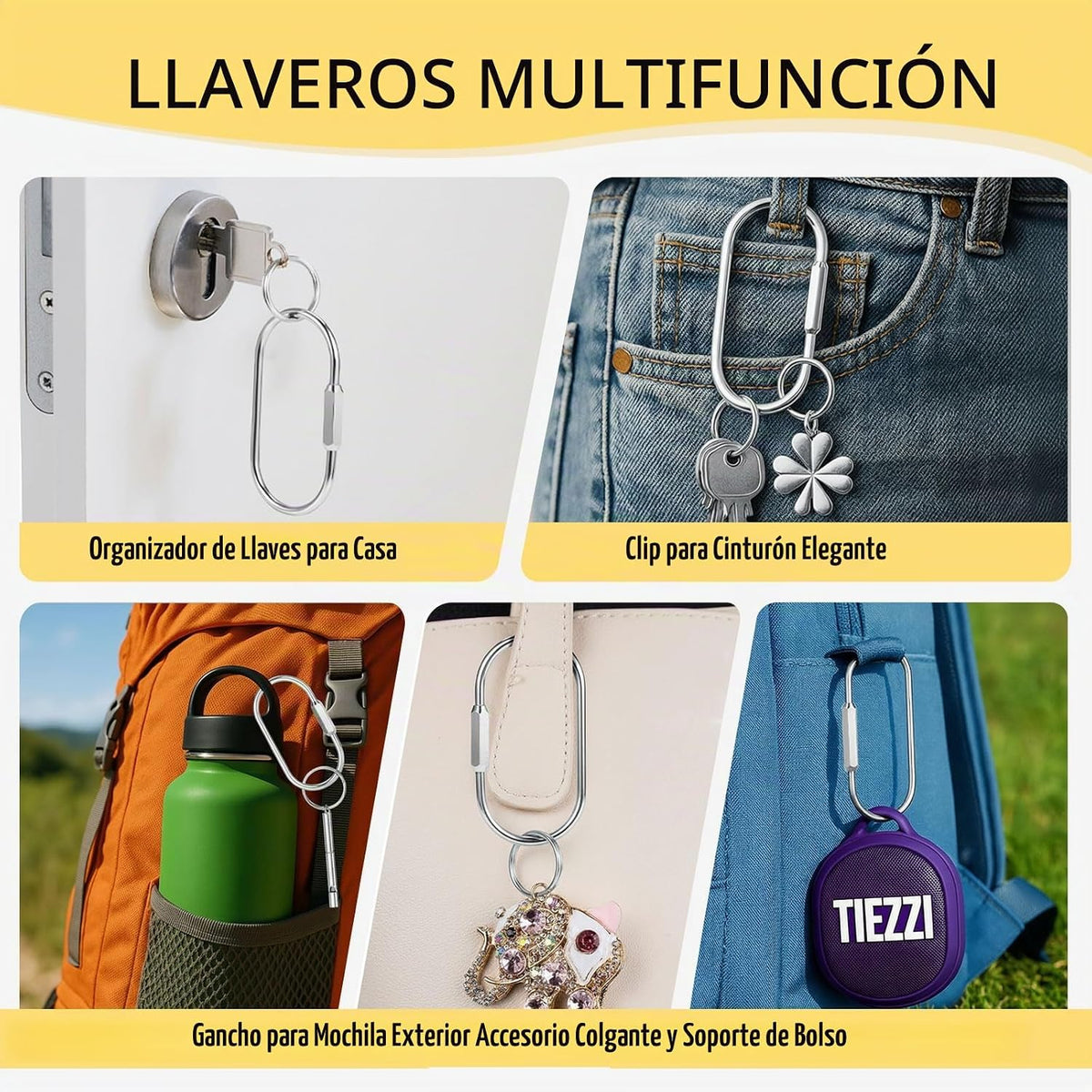 Tiezzi Llaveros de latón dorado, paquete de 10 llaveros con 10 anil...