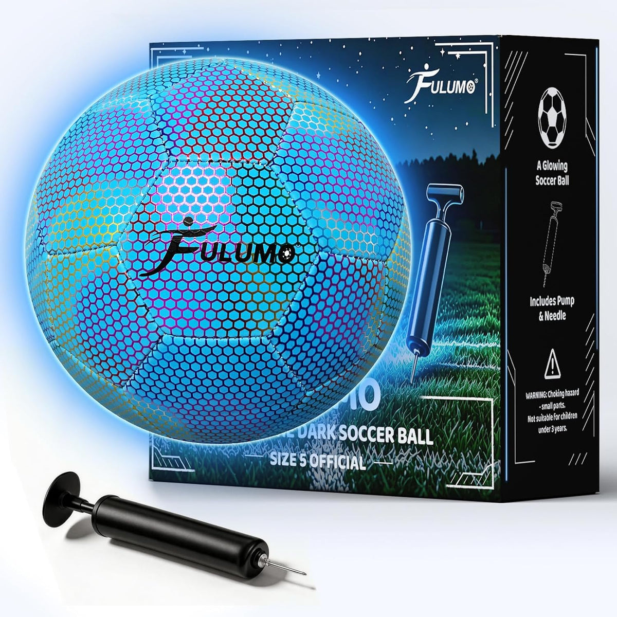 FULUMO Balón de fútbol que brilla en la oscuridad Tamaño 5\/Tamaño...