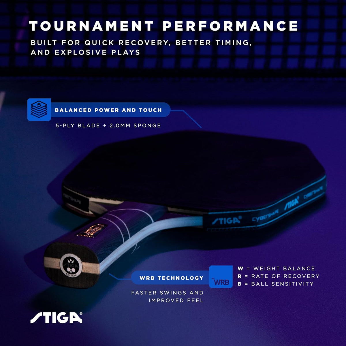 STIGA Cybershape Eclipse - Pala de ping pong | Paleta de calidad de...