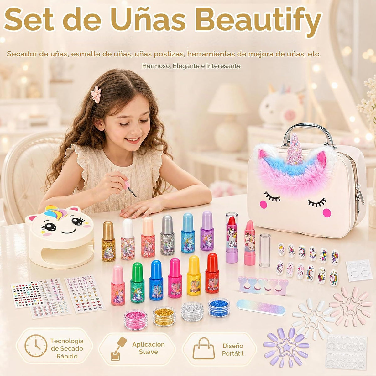 Juego de esmaltes de uñas para niñas, no tóxico, de secado rápido,...