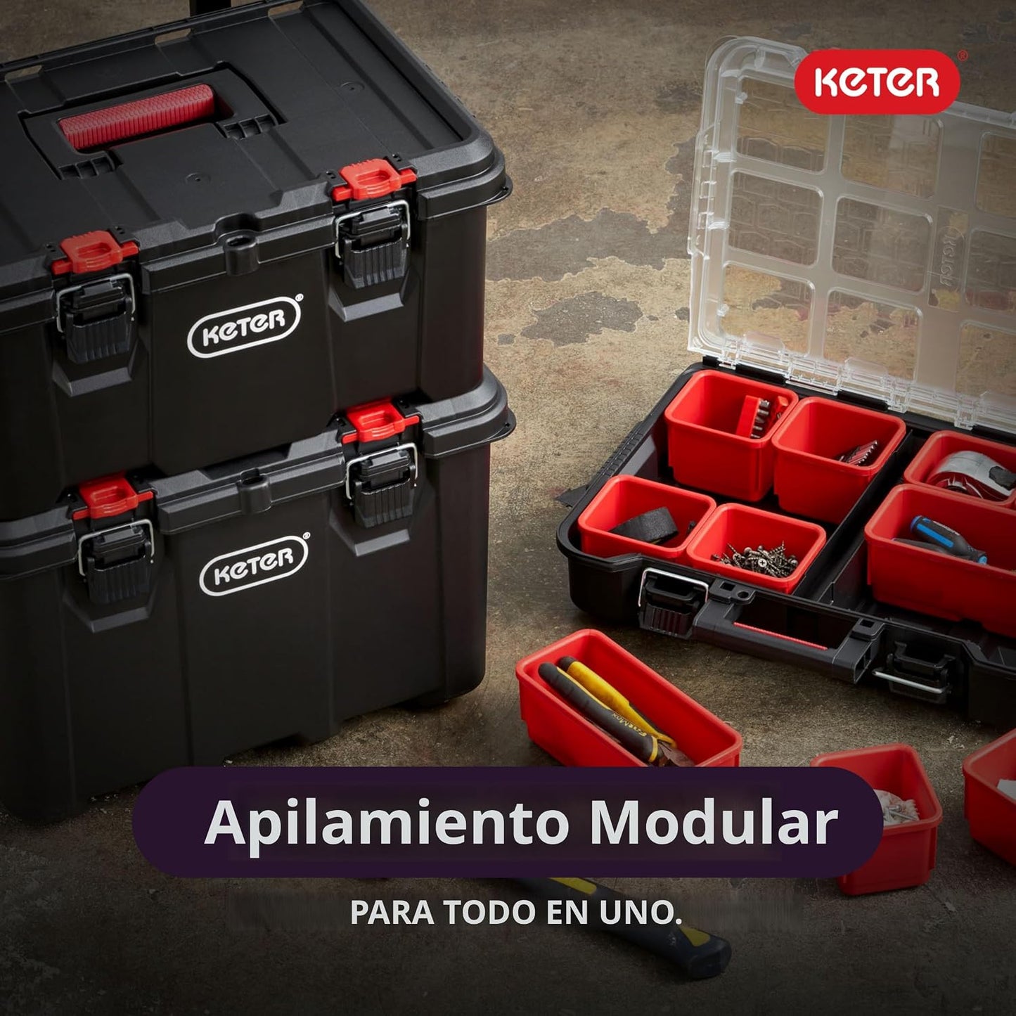 Keter Stack-n-Roll Organizador Modular de Herramientas para Almacen...
