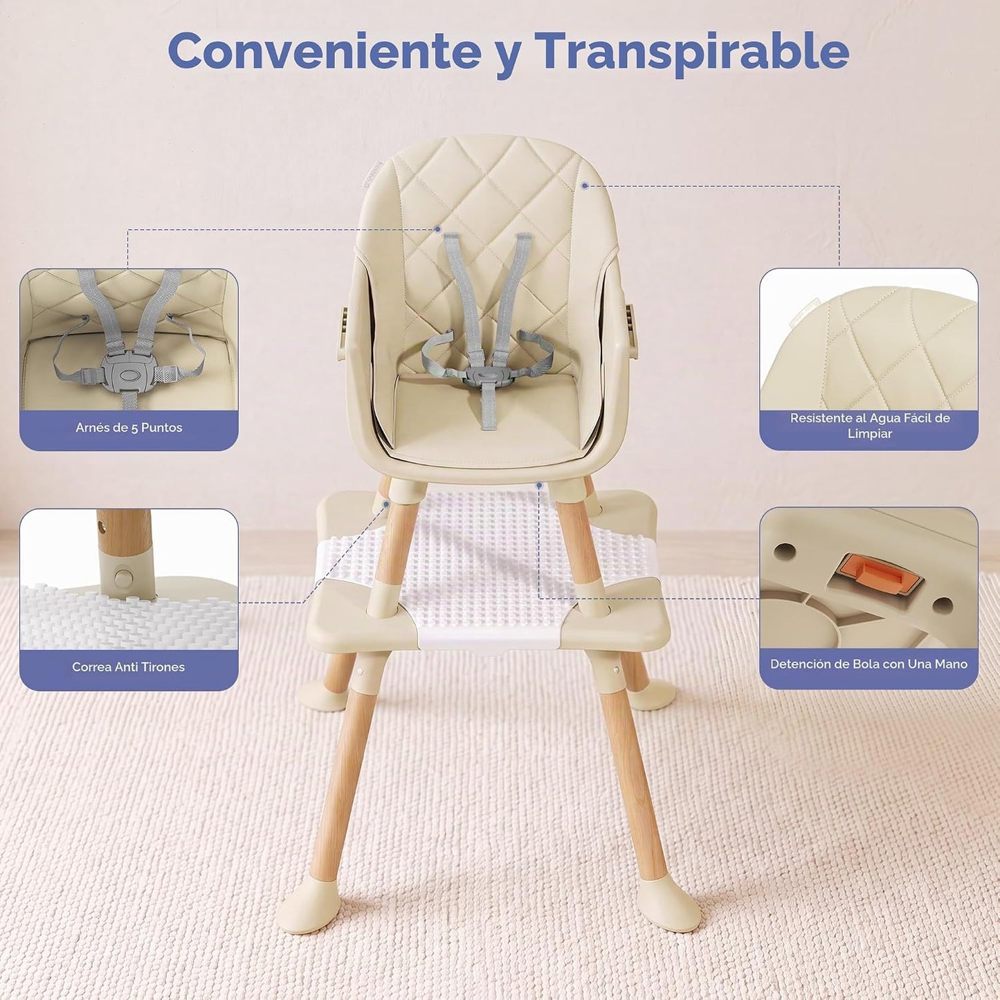 Silla alta convertible 6 en 1 para bebé y niño, silla alta para niñ...