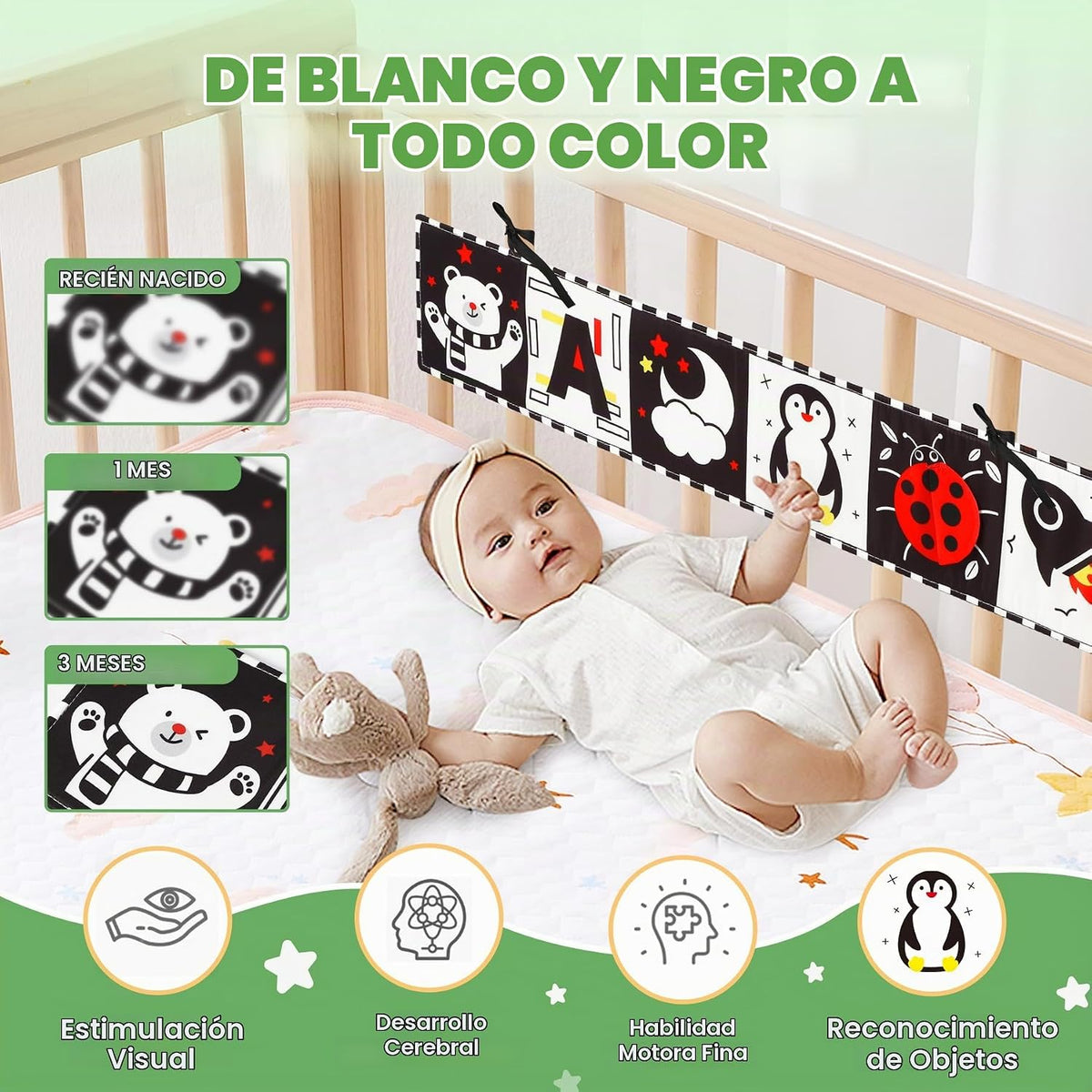 BBWOO Juguetes de Alto Contraste para Bebés Recién Nacidos, Juguete...