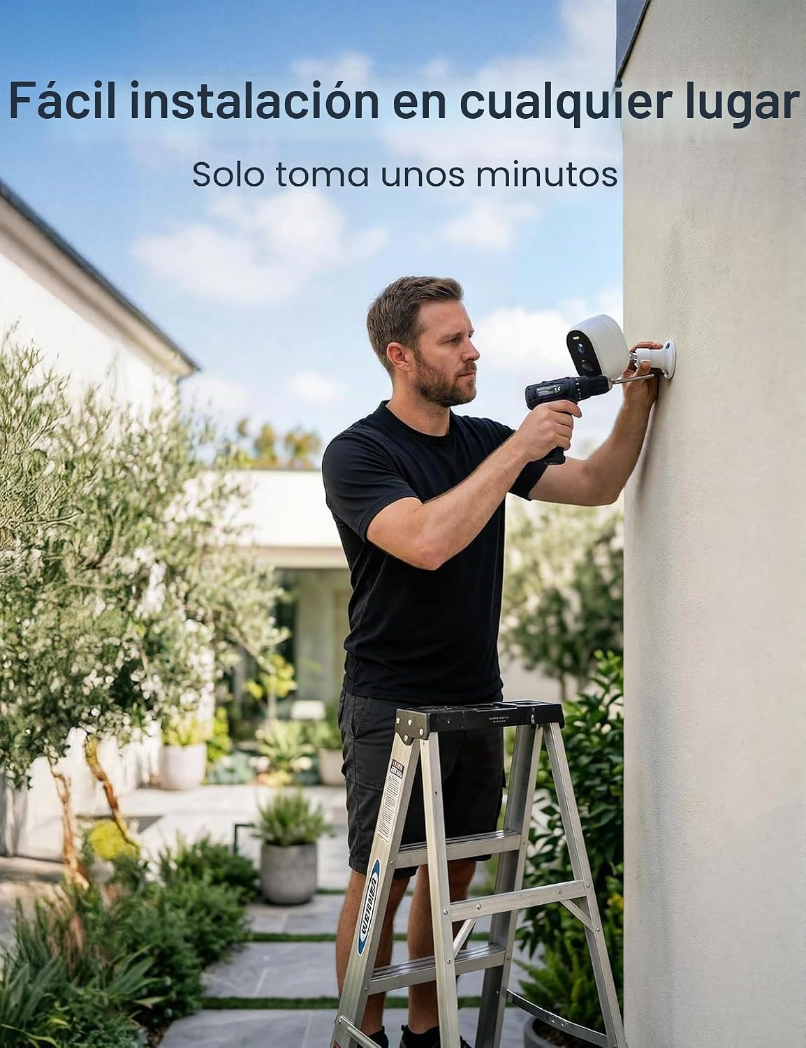 GNCC Paquete de 2 cámaras de seguridad solares inalámbricas para ex...