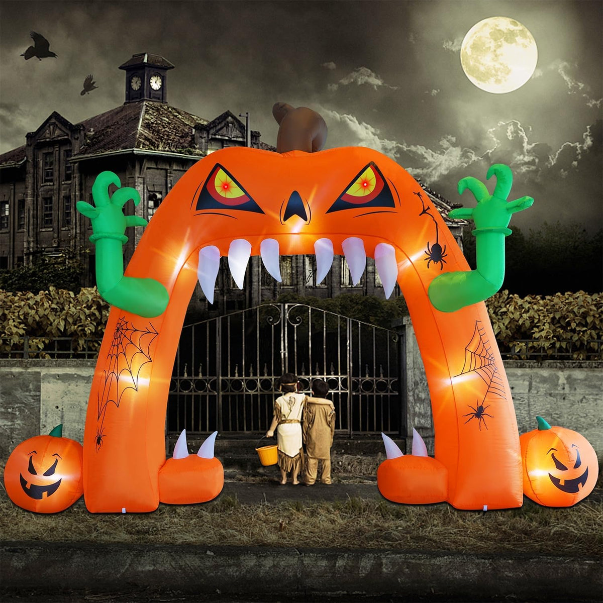 Juegoal Arco de calabaza inflable iluminado para Halloween, 13 pies...