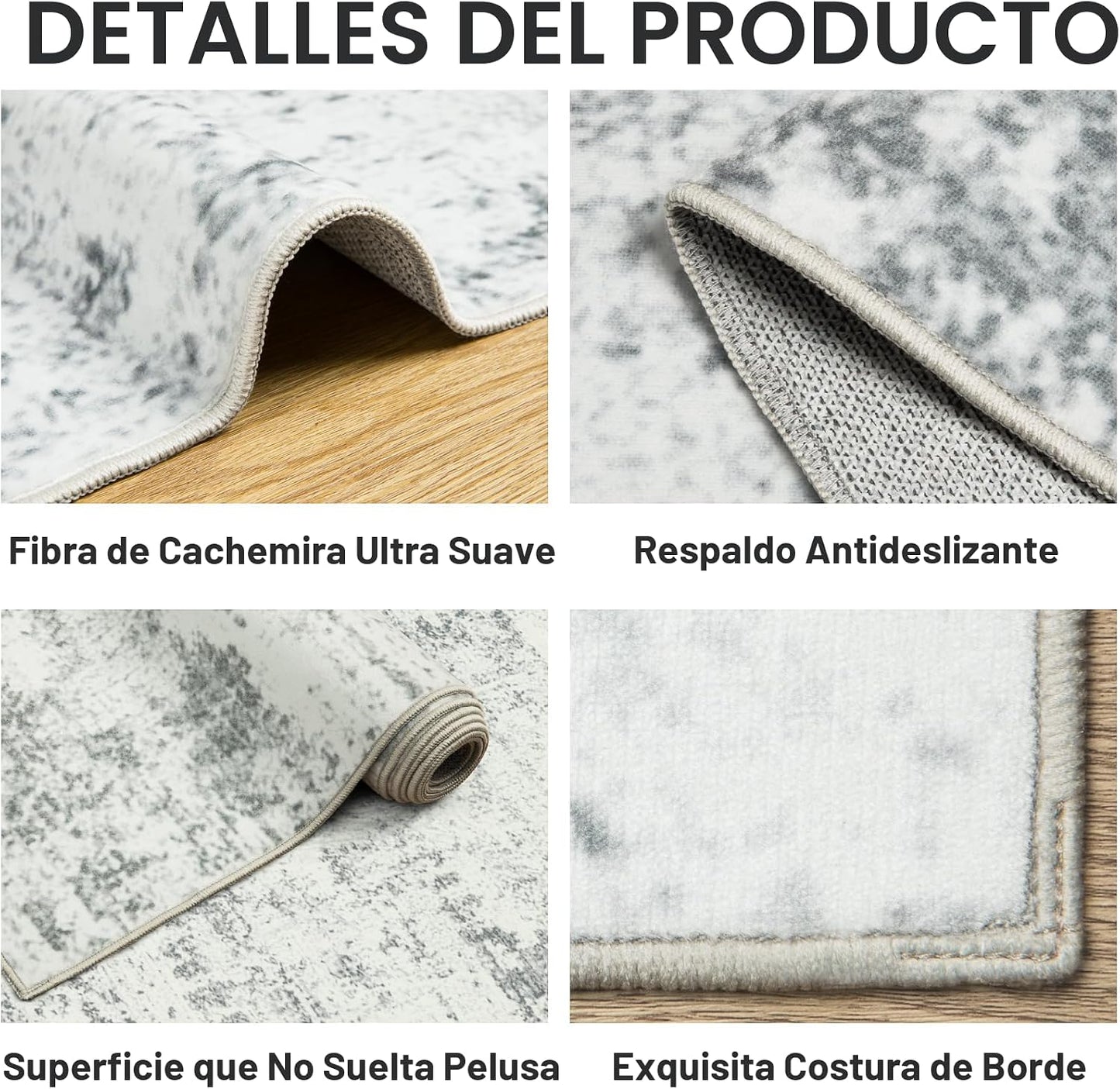 Tapete lavable de 8 x 10 pies, abstracto, suave, grande, neutro, an...
