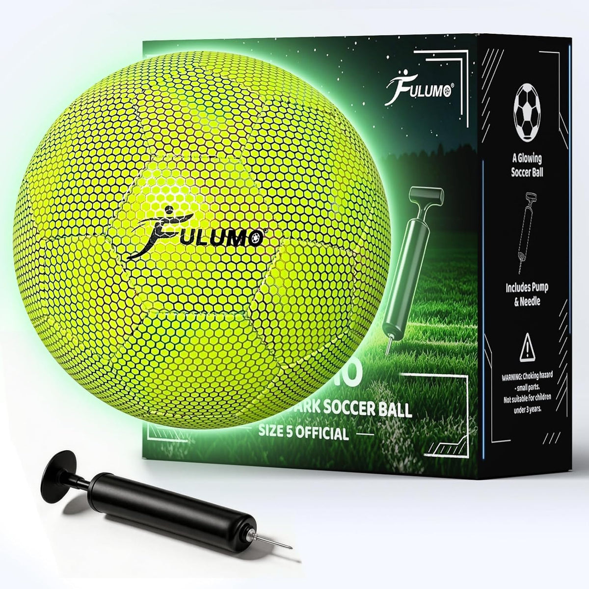 FULUMO Balón de fútbol que brilla en la oscuridad Tamaño 5\/Tamaño...