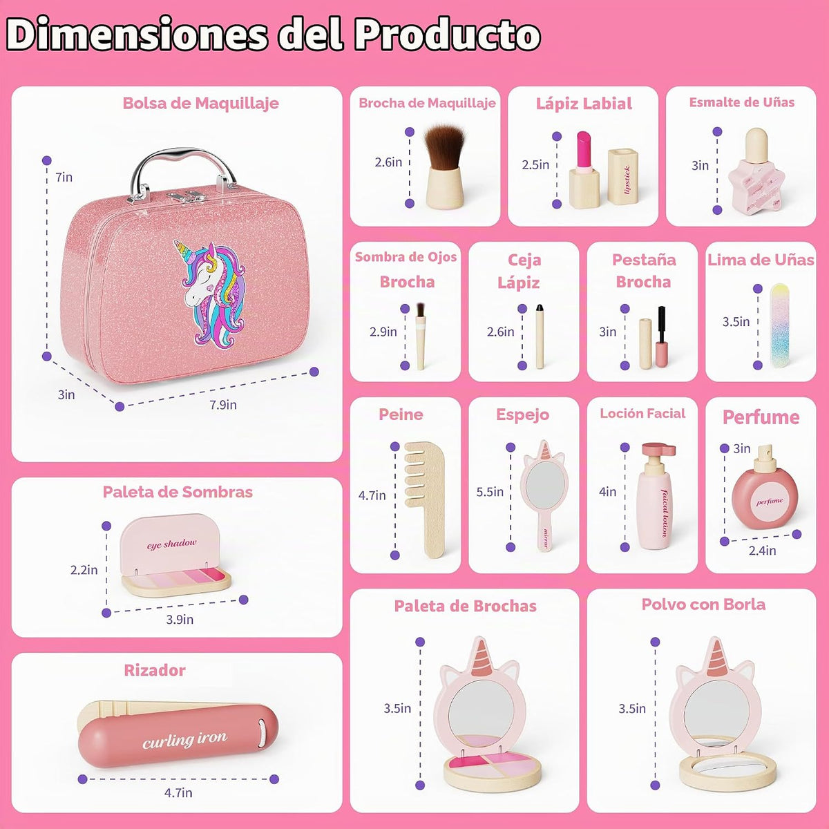 Juego de maquillaje con temática de unicornio, juguetes para niñas...