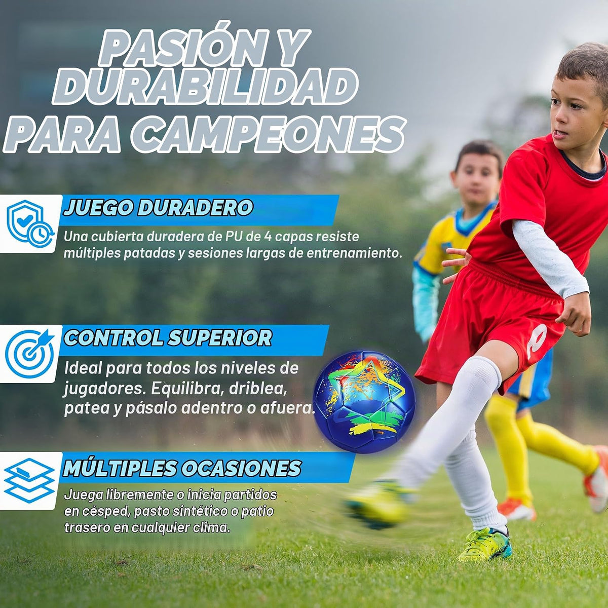 Champhox Balón de Fútbol Tamaño 4, Balones de Fútbol de Construcció...