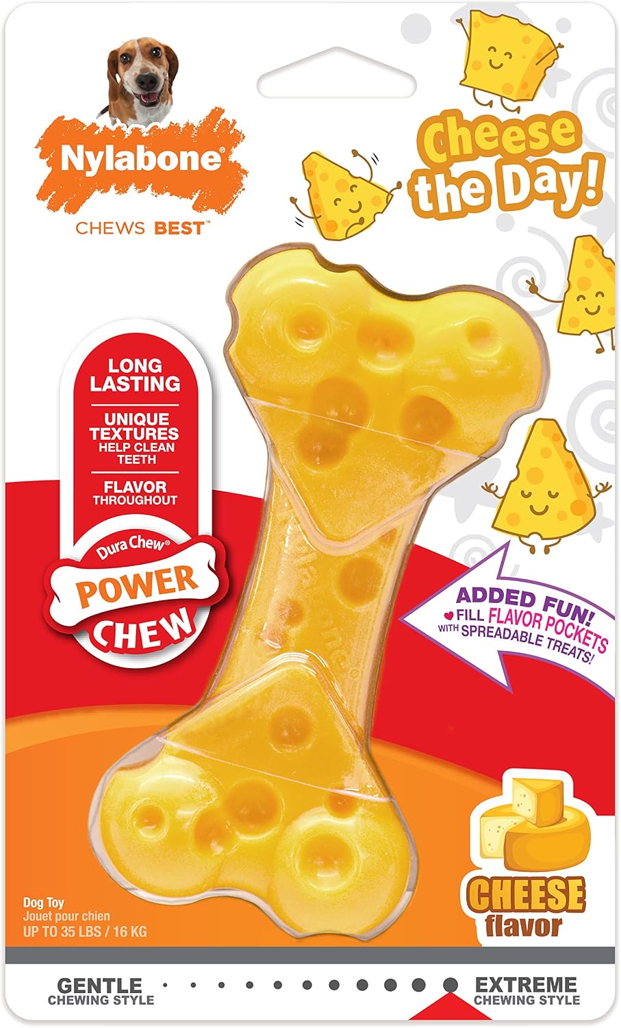 Nylabone Juguete de queso para perros, juguete masticable para perr...