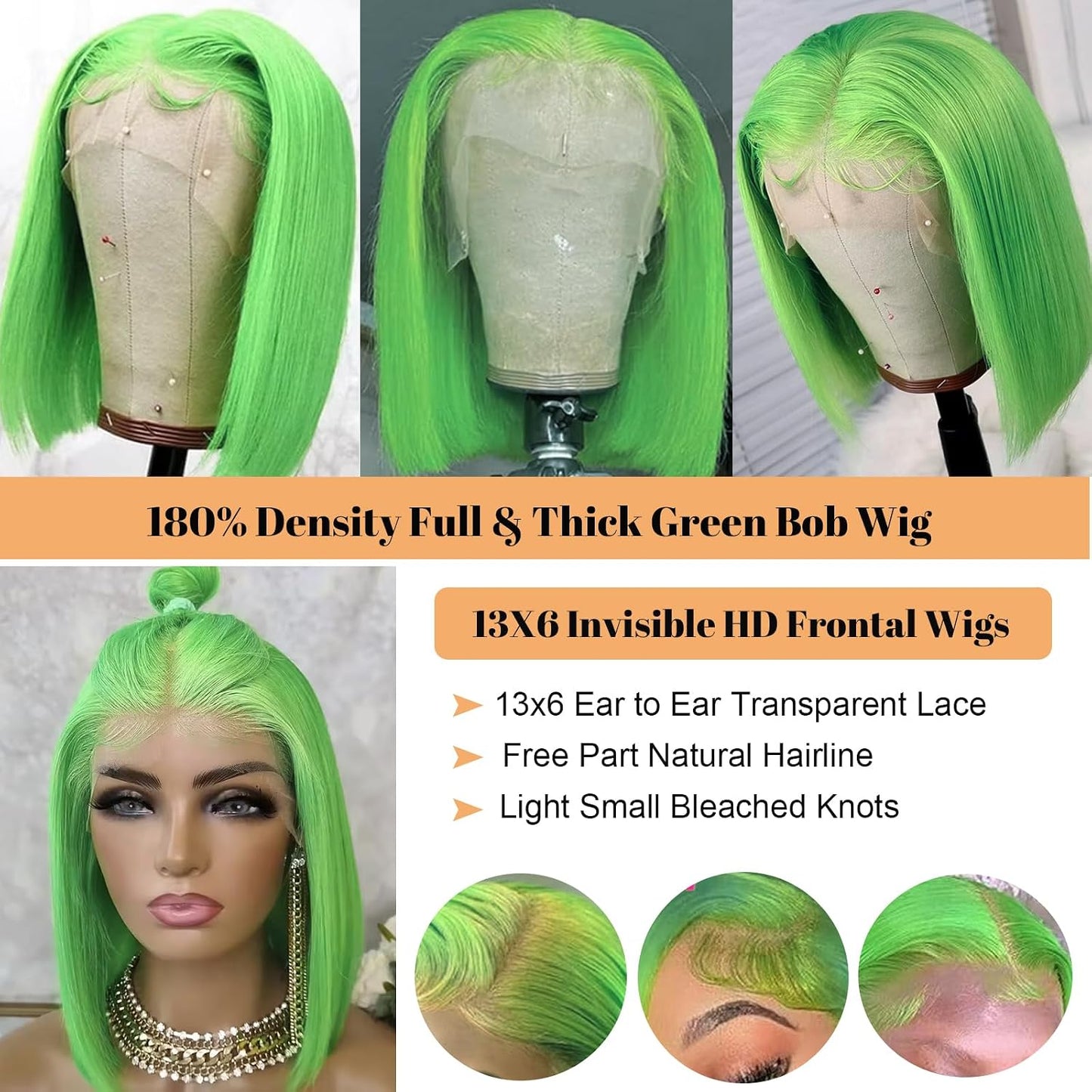 Munx Pelucas de cabello humano estilo Bob de 13 x 6 pulgadas con en...