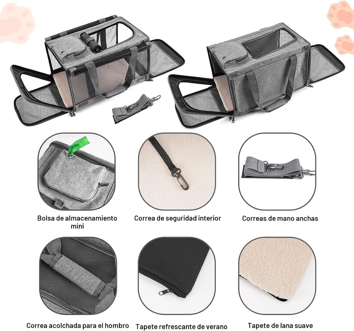 GAPZER Transportín para mascotas para gatos grandes, transportín pa...
