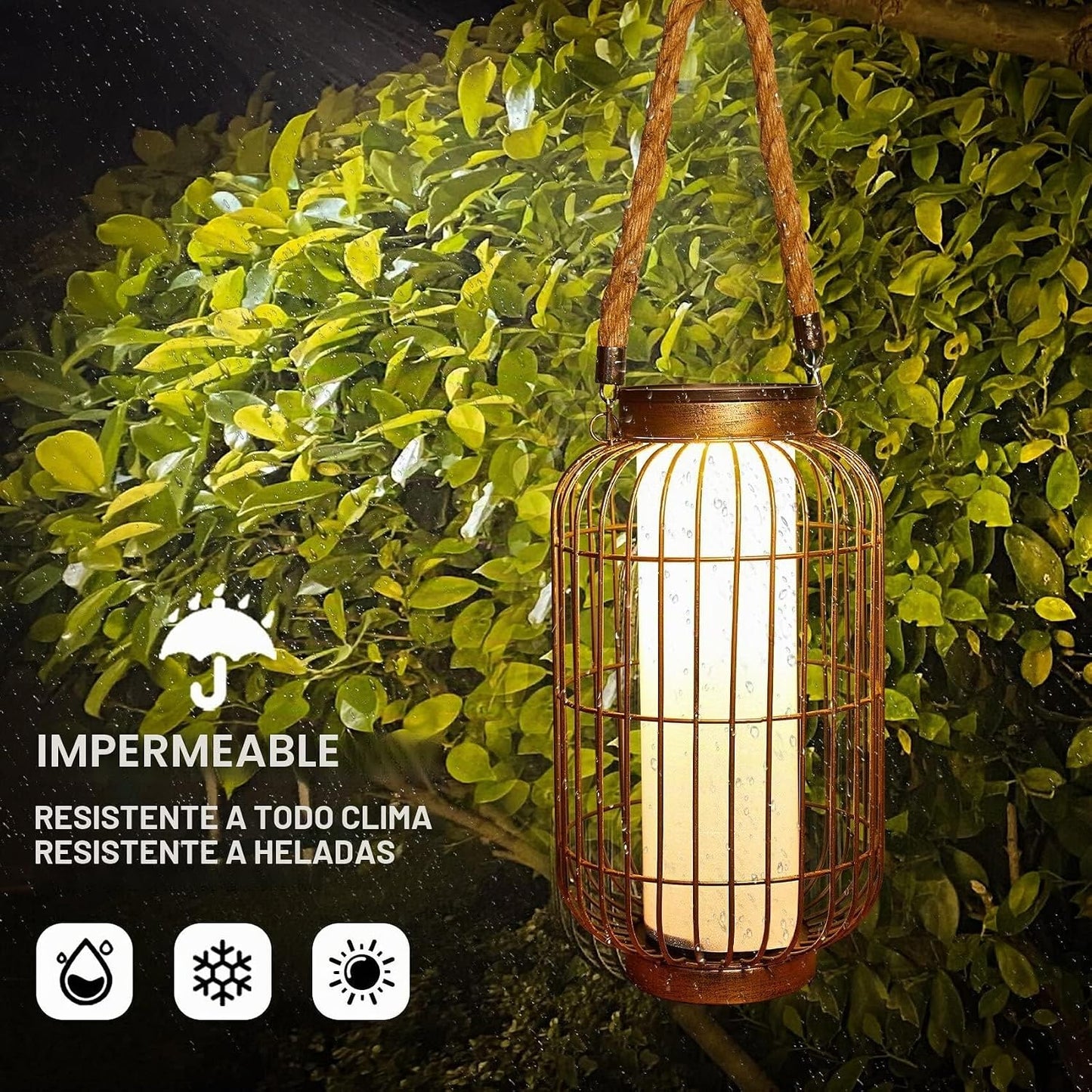 pearlstar Farol grande con energía solar para exteriores, luces col...